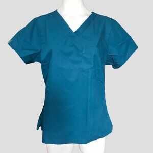Medelita medical Scrubs Top teal Blue Teal V neck size 2 fit XS